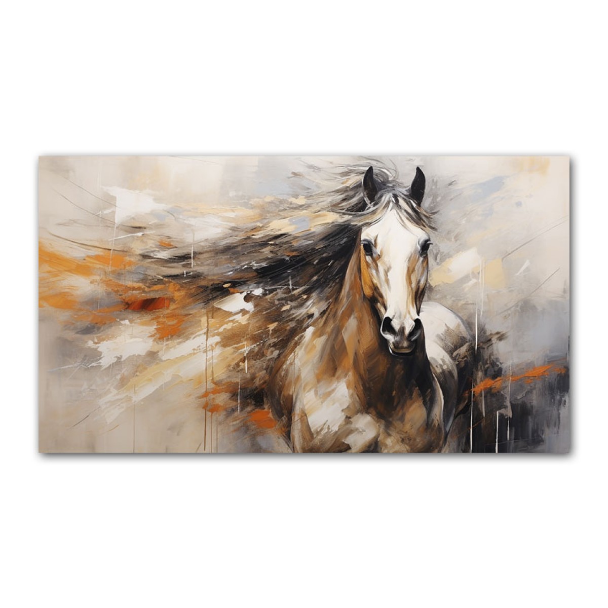 Orange Maned Horse 3d Heavy Textured Partial Oil Painting